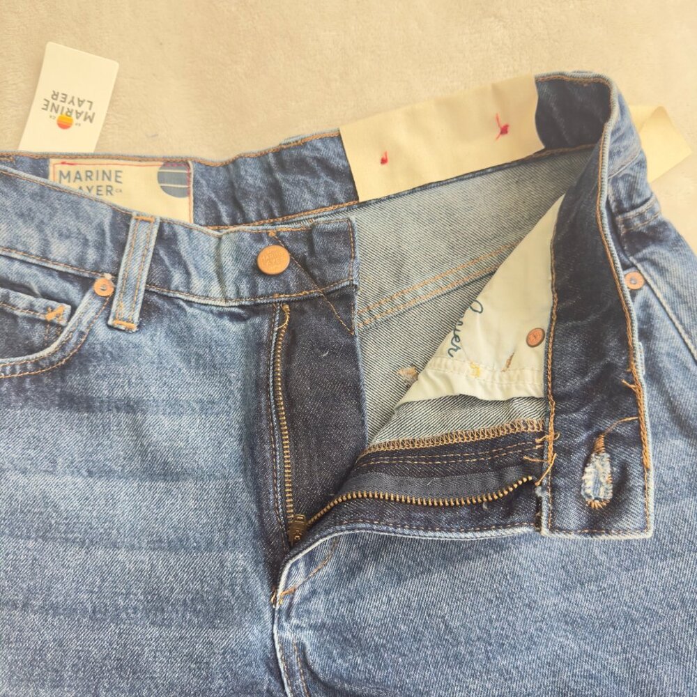 Marine Layer Sasha Denim Shorts High-Waisted Washed Size 27 raw cut hem cotton - Picture 12 of 15